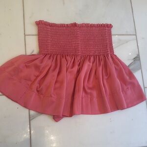 Elegant Pink Smocked Mini Skirt